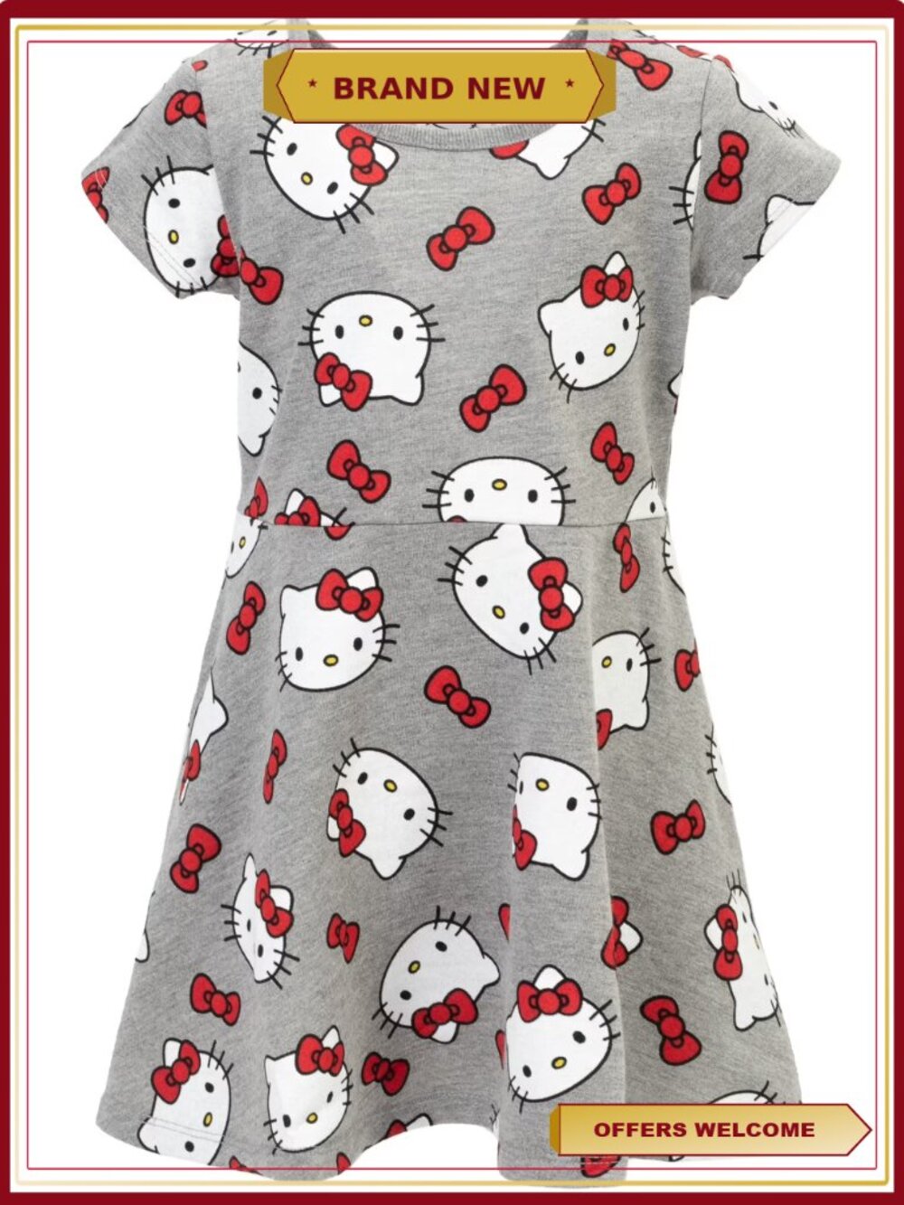 Hello Kitty Short Sleeve French Terry Skater Dress Girls Size 7-8